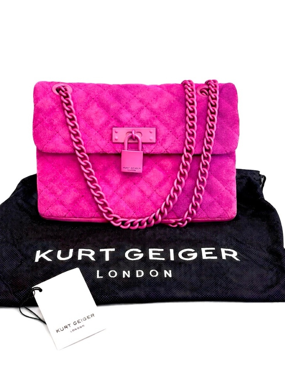 Kurt Geiger London Brixton Hot Pink Lock Bag NWT